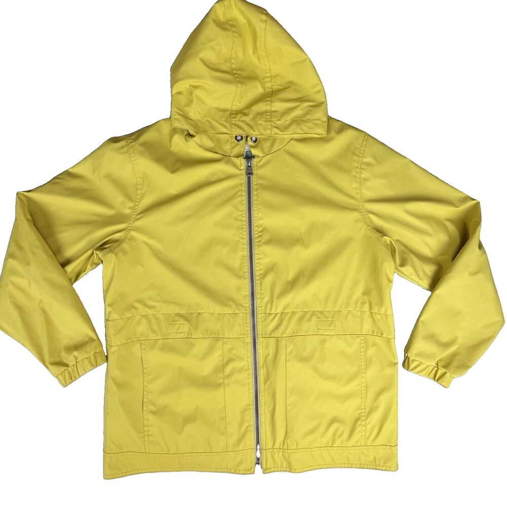 “Original Weatherproof Vintage” Ladies Yellow Hooded Rain Jacket Large